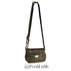 COACH Poppy Signature Gold Metallic CrossBody Bag